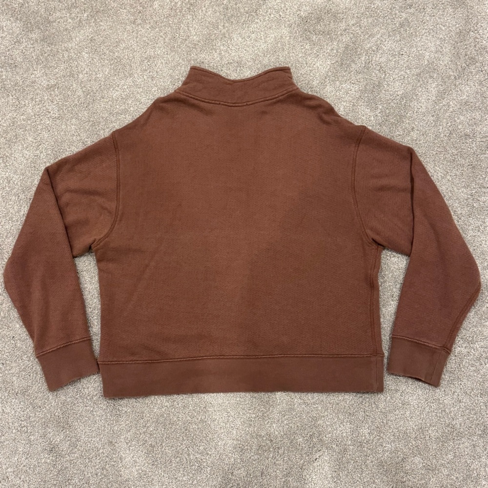 Jenni Kayne Half Zip Sweatshirt In Cinnamon Brown Size Large Cotton Viscose - Picture 5 of 11